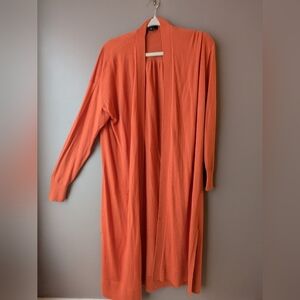 Ann Taylor M Orange Full Length Duster Cardigan NWT